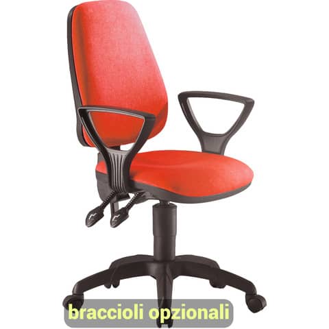 Sedia operativa girevole Unisit Leda LDAY Eco smart – schienale alto – rivestimento Eco rosso – LDAY/ER