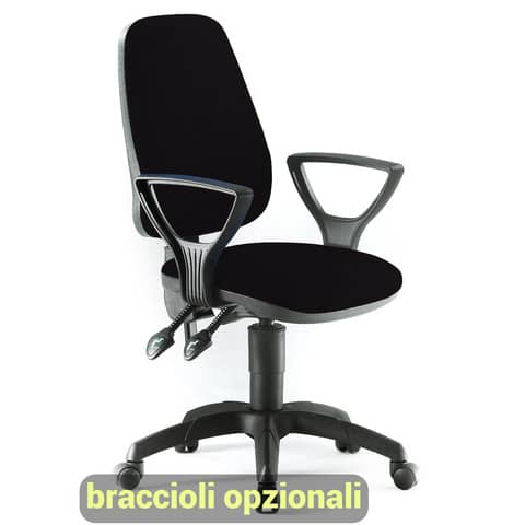 Sedia operativa girevole Unisit Leda LDAY Eco smart – schienale alto – rivestimento ignifugo nero – LDAY/IN