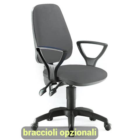 Sedia operativa girevole Unisit Leda LDAY Eco smart – schienale alto – rivest. ignifugo grigio scuro LDAY/IT