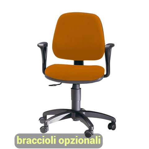 Sedia operativa girevole Unisit Leda LDB Eco smart – schienale basso – rivestimento Eco arancione – LDB/EA