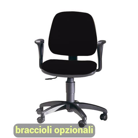 Sedia operativa girevole Unisit Leda LDB Eco smart – schienale basso – rivestimento Eco nero – LDB/EN