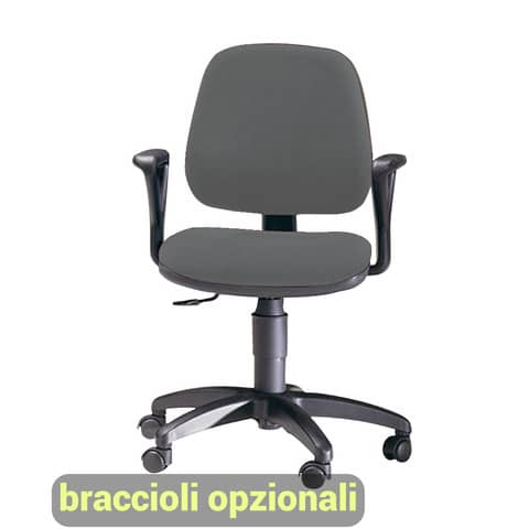 Sedia operativa girevole Unisit Leda LDB Eco smart – schienale basso – rivestimento Eco grigio – scuro LDB/ET