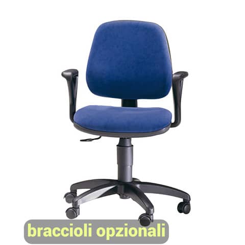 Sedia operativa girevole Unisit Leda LDB Eco smart – schienale basso – rivestimento ignifugo blu – LDB/IB