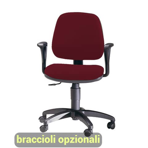 Sedia operativa girevole Unisit Leda LDB Eco smart – schienale basso – rivestimento ignifugo bordeaux- LDB/ID