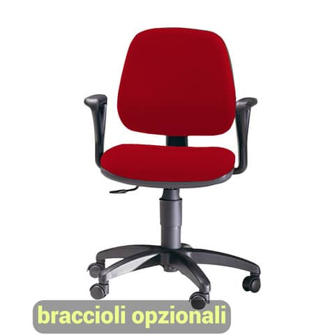 Sedia operativa girevole Unisit Leda LDB Eco smart – schienale basso – rivestimento ignifugo rosso – LDB/IR