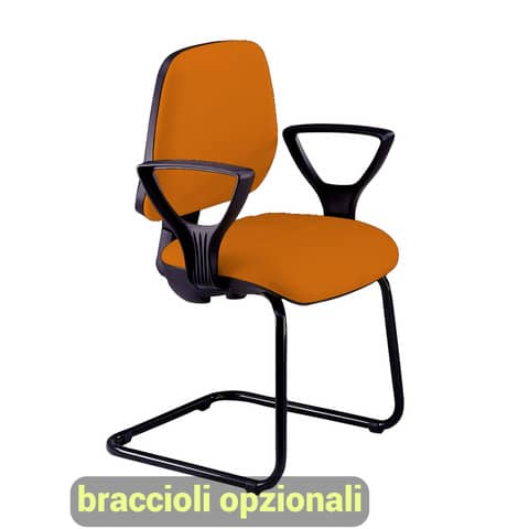 Sedia operativa visitatore Unisit Leda LDS Eco smart su slitta – rivestimento Eco – arancione – LDS/EA
