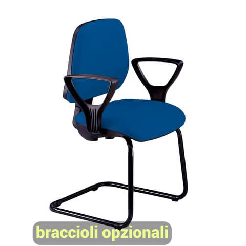 Sedia operativa visitatore Unisit Leda LDS Eco smart su slitta – rivestimento Eco – blu – LDS/EB