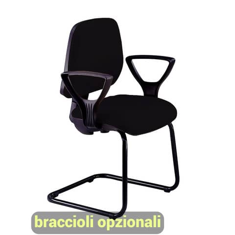 Sedia operativa visitatore Unisit Leda LDS Eco smart su slitta – rivestimento Eco – nero – LDS/EN