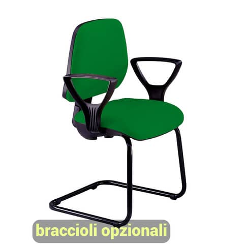 Sedia operativa visitatore Unisit Leda LDS Eco smart su slitta – rivestimento Eco – verde – LDS/EV