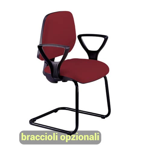 Sedia operativa visitatore Unisit Leda LDS Eco smart su slitta – rivestimento ignifugo – bordeaux – LDS/ID