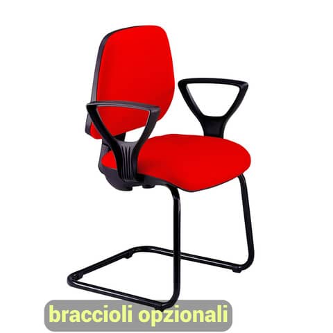Sedia operativa visitatore Unisit Leda LDS Eco smart su slitta – rivestimento ignifugo – rosso – LDS/IR