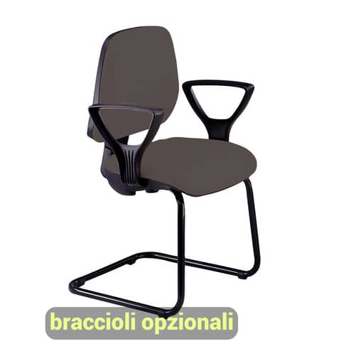 Sedia operativa visitatore Unisit Leda LDS Eco smart su slitta – rivestimento ignifugo – grigio scuro – LDS/IT
