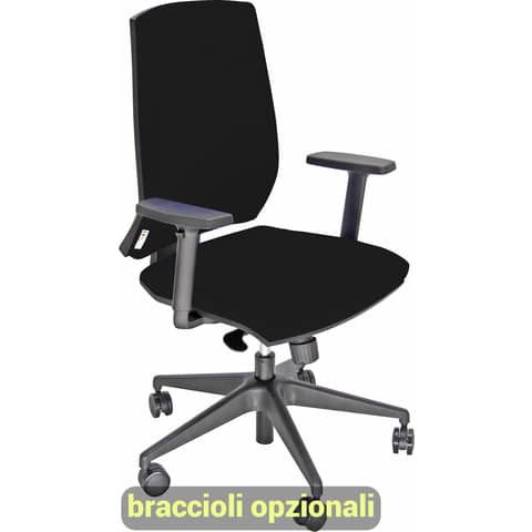 Sedia operativa girevole Unisit Larissa LR1S – rivestimento ecopelle nero – LR1S/KN