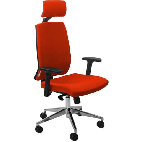 Sedia operativa girevole Unisit Larissa LR1SB con poggiatesta – rivestimento Eco arancione – LR1SB/EA