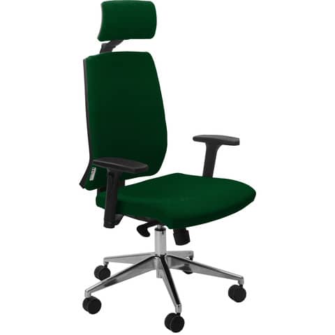 Sedia operativa girevole Unisit Larissa LR1SB con poggiatesta – rivestimento Eco verde – LR1SB/EV