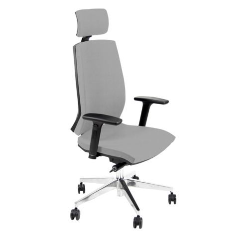 Sedia operativa girevole Unisit Larissa LR1SB con poggiatesta – rivestimento ecopelle grigio – LR1SB/KG
