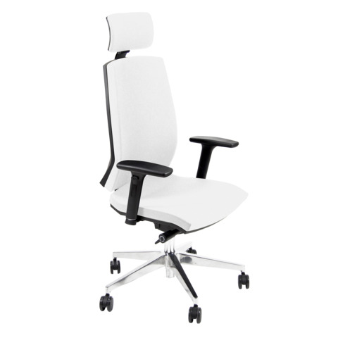 Sedia operativa girevole Unisit Larissa LR1SB con poggiatesta – rivestimento ecopelle bianco – LR1SB/KQ