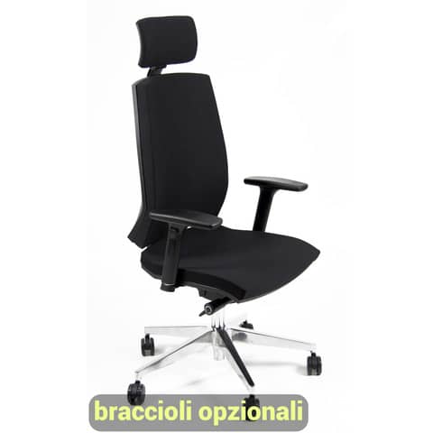 Sedia operativa girevole Unisit Larissa LR1SB con poggiatesta – rivestimento pelle nero – LR1SB/PN