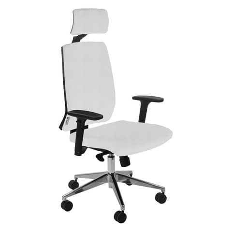 Sedia operativa girevole Unisit Larissa LR1SB con poggiatesta – rivestimento pelle bianco – LR1SB/PQ