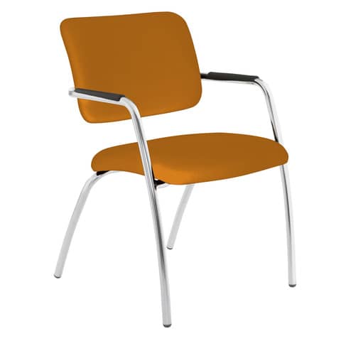 Sedia visitatore a 4 gambe Unisit Lithium LT4G struttura cromata – rivest. Eco arancione – LT4G/EA