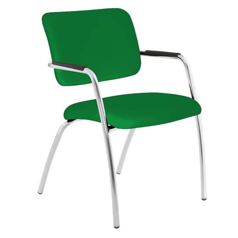 Sedia visitatore a 4 gambe Unisit Lithium LT4G struttura cromata – rivest. Eco verde – LT4G/EV