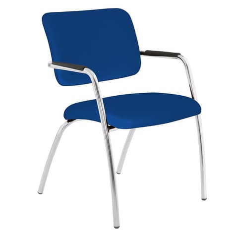 Sedia visitatore a 4 gambe Unisit Lithium LT4G struttura cromata – rivest. ignifugo blu – LT4G/IB