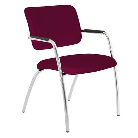 Sedia visitatore a 4 gambe Unisit Lithium LT4G struttura cromata – rivest. ignifugo bordeaux LT4G/ID