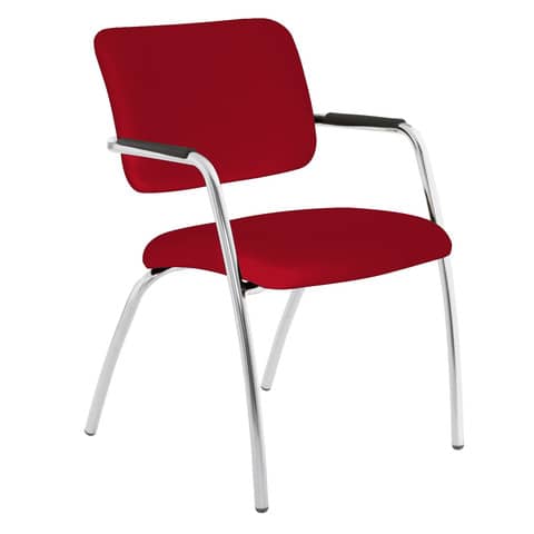 Sedia visitatore a 4 gambe Unisit Lithium LT4G struttura cromata – rivest. ignifugo – rosso – LT4G/IR
