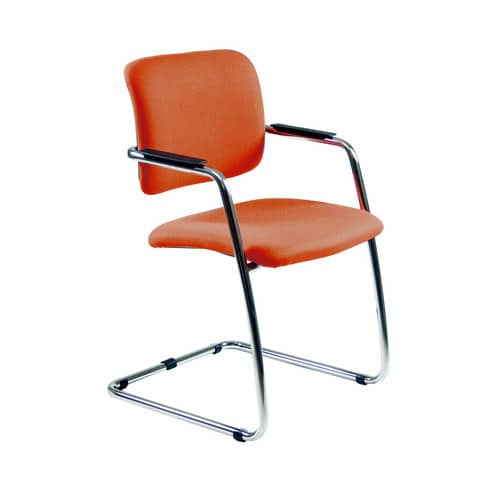 Sedia visitatore con slitta Unisit Lithium LTLT struttura cromata – rivest. Eco arancione – impilabile LTLT/EA