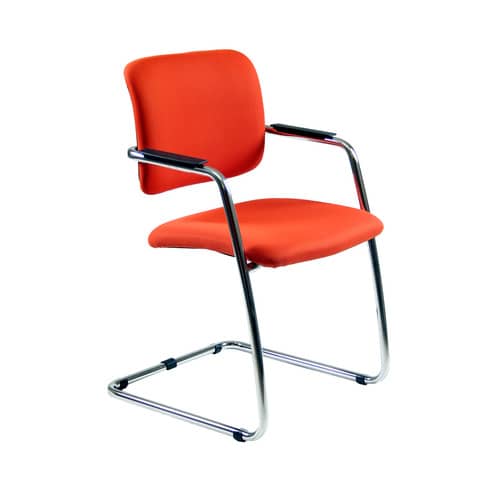Sedia visitatore con slitta Unisit Lithium LTLT struttura cromata – rivest. Eco rosso – impilabile LTLT/ER