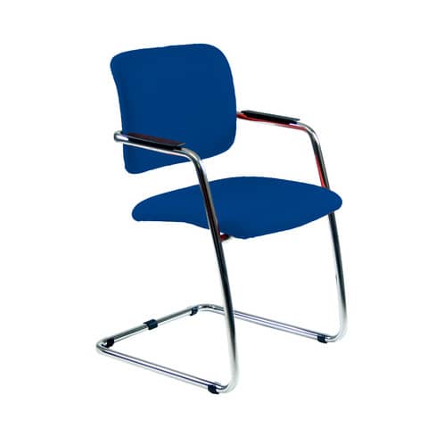 Sedia visitatore con slitta Unisit Lithium LTLT struttura cromata – rivest. ignifugo blu – impilabile LTLT/IB