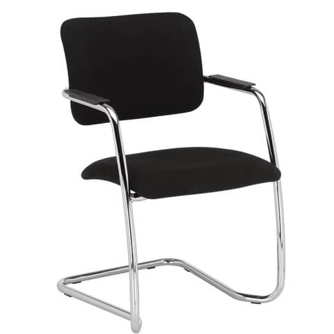 Sedia visitatore con slitta Unisit Lithium LTLT struttura cromata – rivest. ignifugo nero – impilabile LTLT/IN