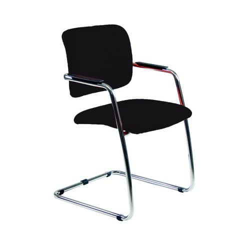 Sedia visitatore con slitta Unisit Lithium LTLT struttura cromata – rivest. pelle nero – impilabile LTLT/PN
