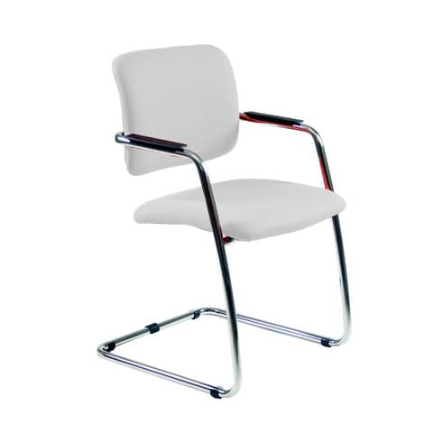 Sedia visitatore con slitta Unisit Lithium LTLT struttura cromata – rivest. pelle bianco – impilabile LTLT/PQ