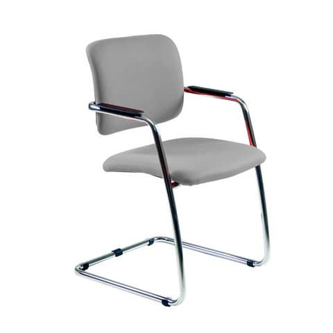 Sedia visitatore con slitta Unisit Lithium LTLT struttura cromata – rivest. pelle grigio – impilabile LTLT/PT
