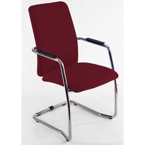 Sedia visitatore con slitta Unisit Lithium LTLTA schienale alto – rivest. ignifugo bordeaux – LTLTA/ID