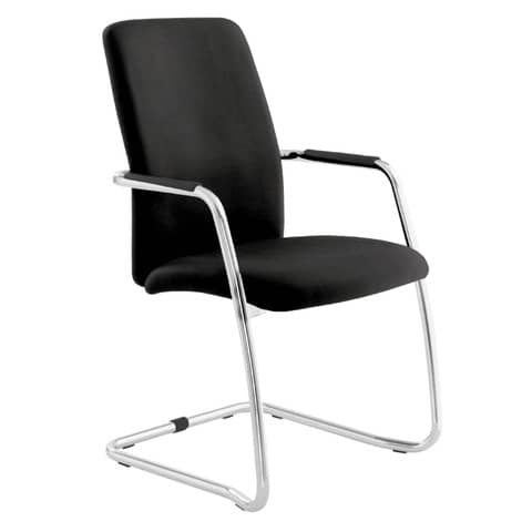 Sedia visitatore con slitta Unisit Lithium LTLTA schienale alto – rivest. pelle nero – LTLTA/PN