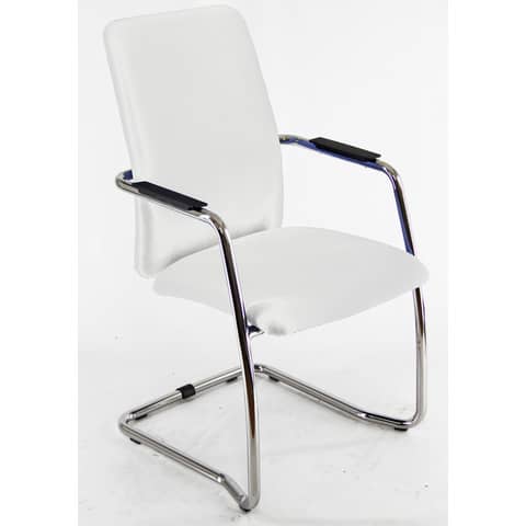 Sedia visitatore con slitta Unisit Lithium LTLTA schienale alto – rivest. pelle bianco – LTLTA/PQ