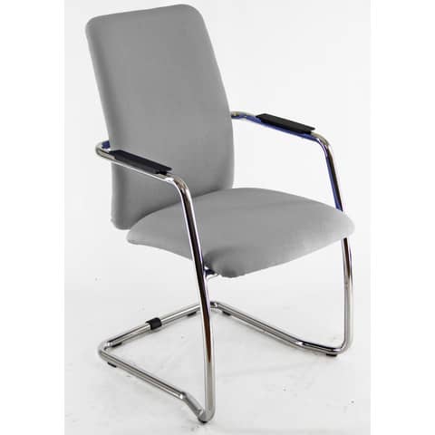 Sedia visitatore con slitta Unisit Lithium LTLTA schienale alto – rivest. pelle grigio – LTLTA/PT