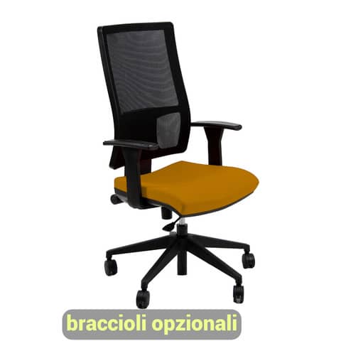 Sedia operativa girevole Unisit Nereide NDA schienale in rete – rivestimento Eco arancione – NDA/EA