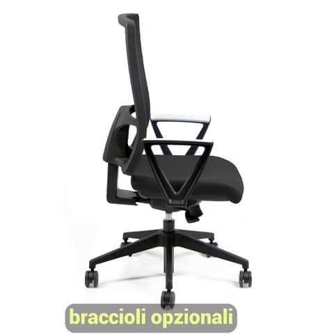 Sedia operativa girevole Unisit Nereide NDA schienale in rete – rivestimento Eco nero – NDA/EN