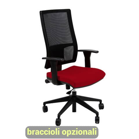 Sedia operativa girevole Unisit Nereide NDA schienale in rete – rivestimento Eco rosso – NDA/ER