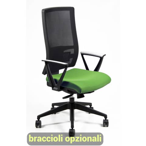 Sedia operativa girevole Unisit Nereide NDA schienale in rete – rivestimento Eco verde – NDA/EV