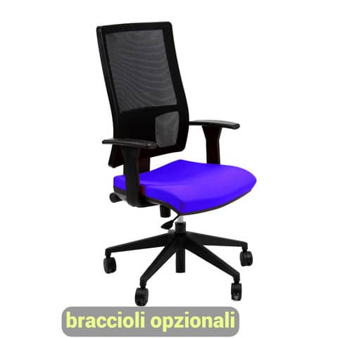 Sedia operativa girevole Unisit Nereide NDA schienale in rete – rivestimento fili di luce blu – NDA/F11