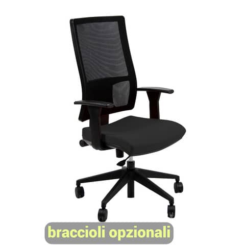 Sedia operativa girevole Unisit Nereide NDA schienale in rete – rivestimento ignifugo nero – NDA/IN