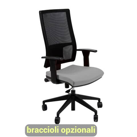 Sedia operativa girevole Unisit Nereide NDA schienale in rete – rivestimento ignifugo grigio scuro – NDA/IT