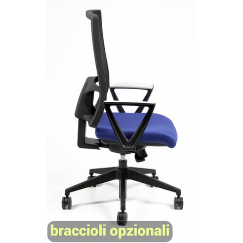 Sedia operativa girevole Unisit Nereide NDAE schienale in rete – rivestimento Eco blu – NDAE/EB