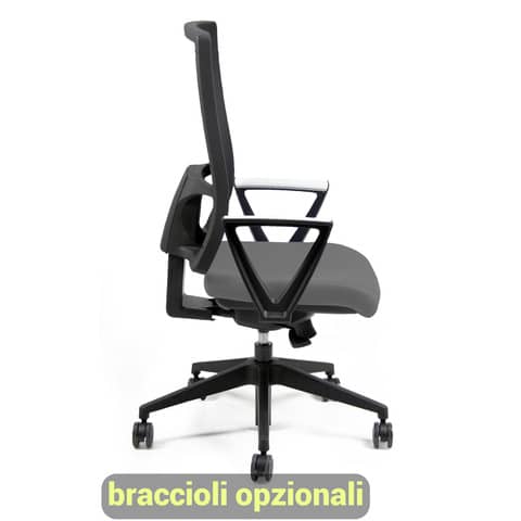 Sedia operativa girevole Unisit Nereide NDAE schienale in rete – rivestimento fili di luce grigio scuro – NDAE/F14