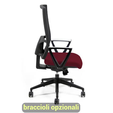 Sedia operativa girevole Unisit Nereide NDAE schienale in rete – rivestimento ignifugo bordeaux – NDAE/ID