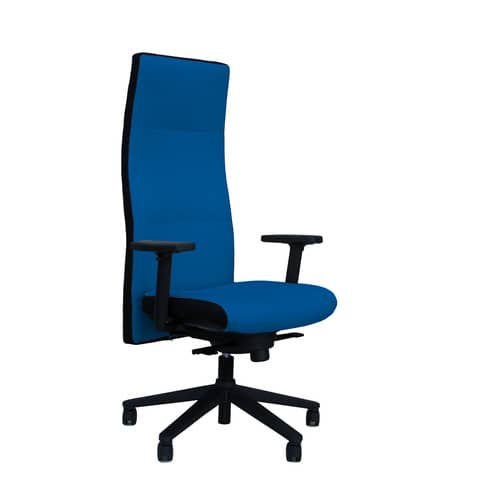 Poltrona direzionale girevole Unisit Next schienale alto regolabile – rivest. ignifugo blu – con braccioli – NEXT/IB